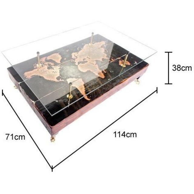 Antique World Map Coffee Table with Glass Top image 6