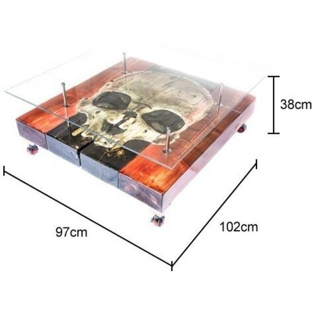 Gothic Skull Coffee Table with Glass Top image 5
