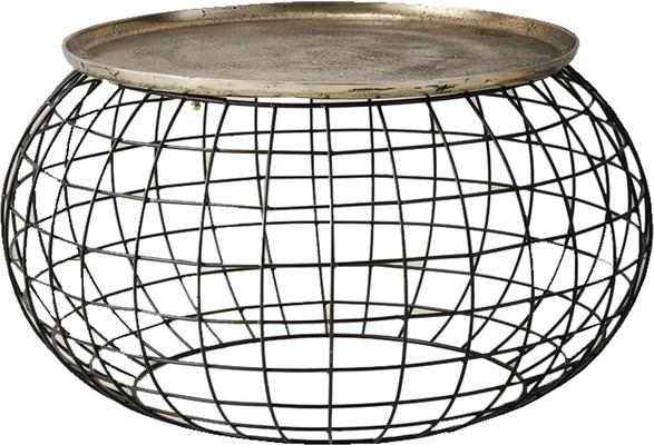 Rowen Antique Rustic Cage Coffee Table with Metal Table Top in Gold or Silver image 4