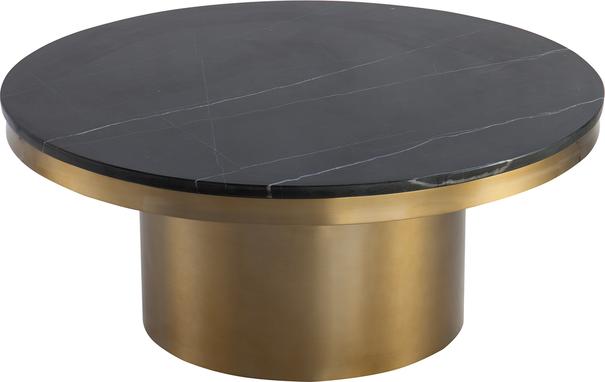 Camden Round Coffee Table - Black/White Marble & Brushed Brass image 2