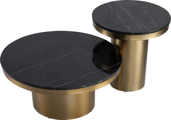 Camden Round Coffee Table - Black/White Marble & Brushed Brass image 3
