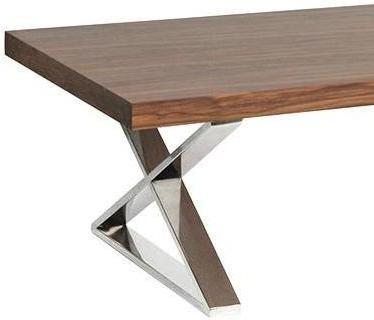 Morcott Walnut and Polished Steel X Frame Coffee Table image 2