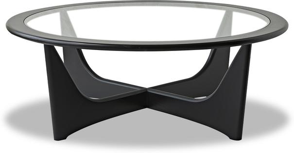 Sculpto '70s Round Coffee Table Black Wenge and Glass