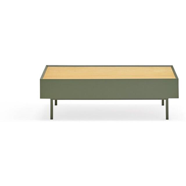 Arista Two Drawer Coffee Table - Green and Light Oak Finish