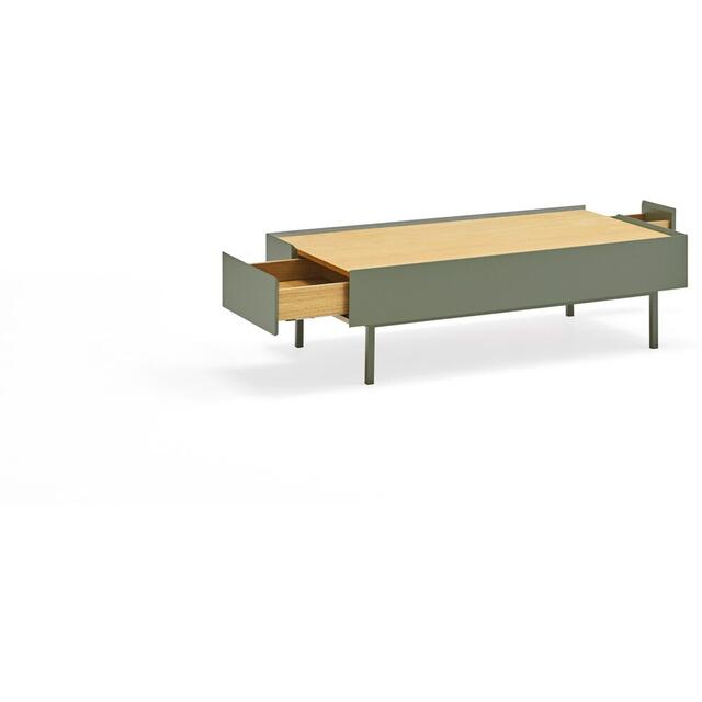 Arista Two Drawer Coffee Table - Green and Light Oak Finish image 2
