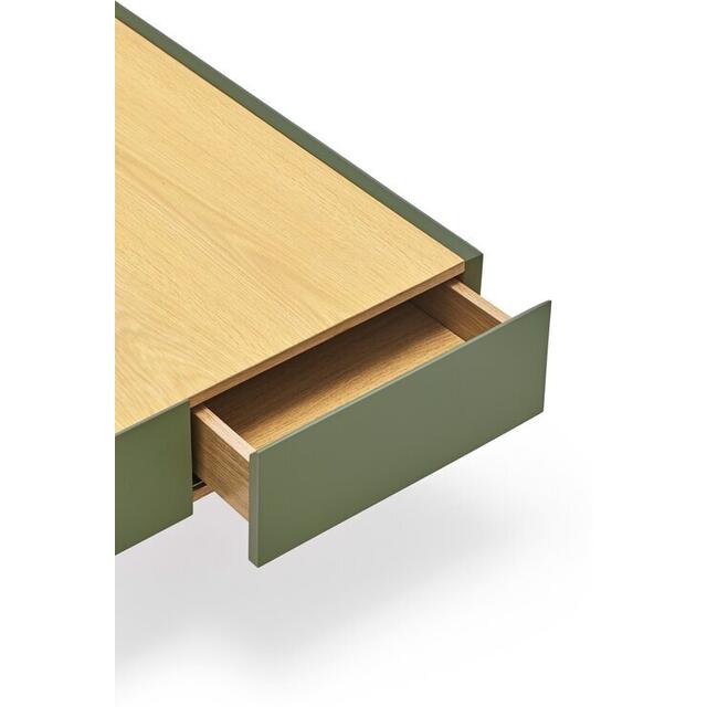 Arista Two Drawer Coffee Table - Green and Light Oak Finish image 4