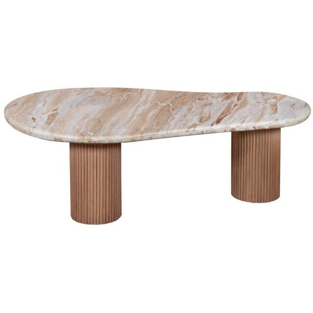 Ashford Mango Wood & Natural Marble Pedestal Coffee Table image 3