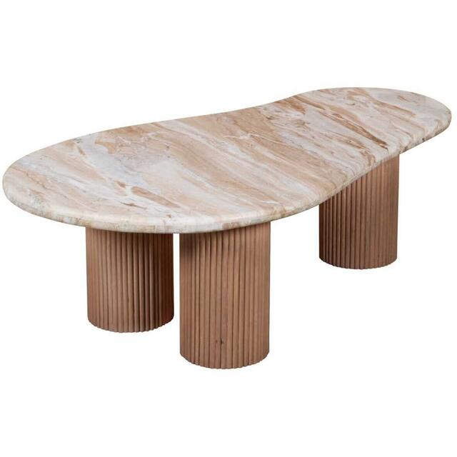 Ashford Mango Wood & Natural Marble Pedestal Coffee Table