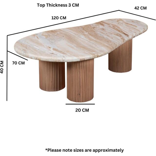 Ashford Mango Wood & Natural Marble Pedestal Coffee Table image 5