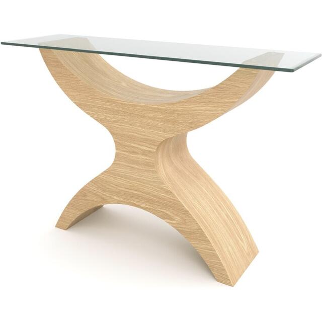 Tom Schneider Atlas Curved Wooden Console Table with Glass Top image 5