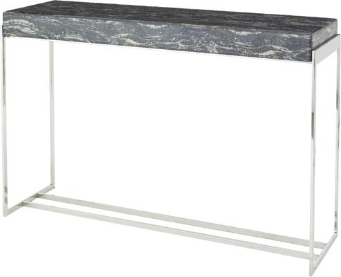Gianna Console Table - Stainless Steel Frame Dark & Glass Marbled Print