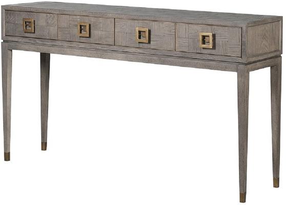 Bardon Oak and Brass Console Table With Drawers