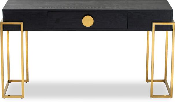 Paradigm Black Ash Console Table with Brass Gold Frame
