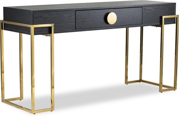 Paradigm Black Ash Console Table with Brass Gold Frame image 2