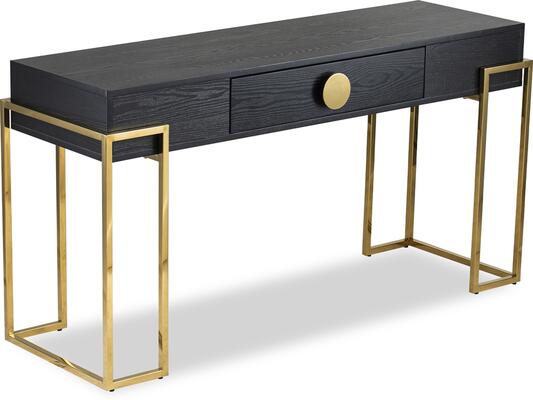 Paradigm Black Ash Console Table with Brass Gold Frame image 3