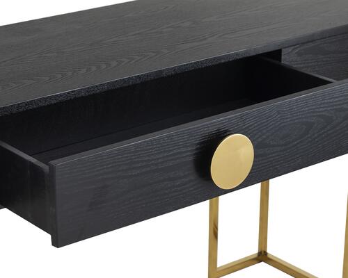 Paradigm Black Ash Console Table with Brass Gold Frame image 5