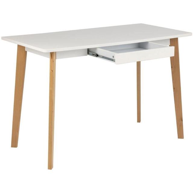 Ravan Modern Desk White Top Oak Legs image 3