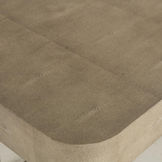 Jacques Faux Shagreen Taupe Desk with Satin Brass Frame & 1 Drawer image 5