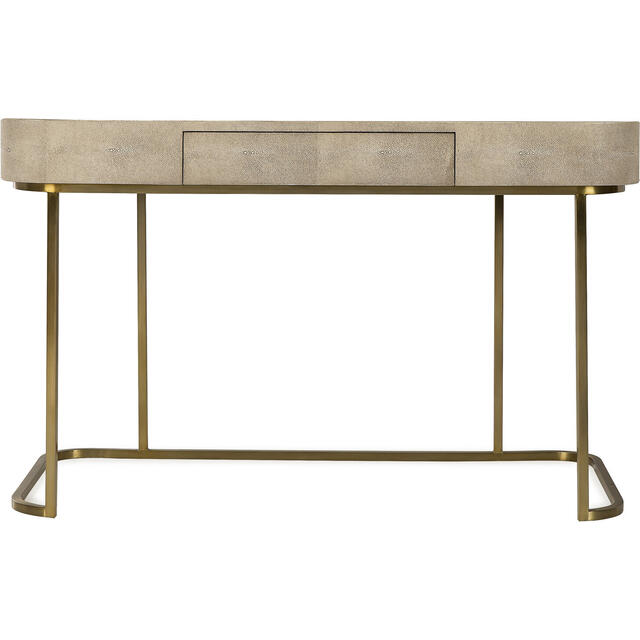 Jacques Faux Shagreen Taupe Desk with Satin Brass Frame & 1 Drawer image 6