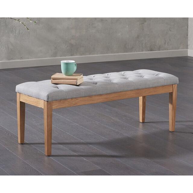 Pontiac Buttoned Fabric Wooden Bench