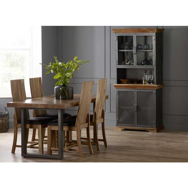 Acacia Light Wood Dining Chair Chunky - Set of 2