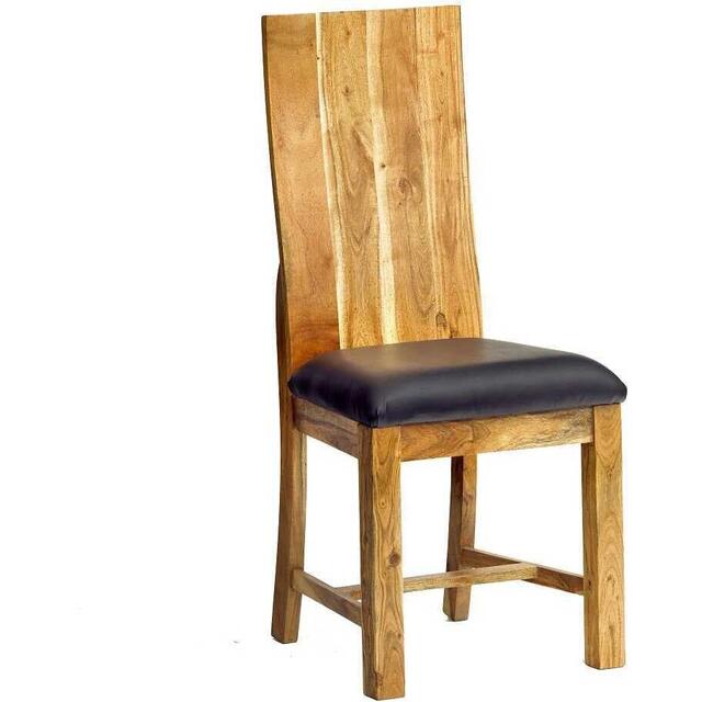 Acacia Light Wood Dining Chair Chunky - Set of 2 image 3