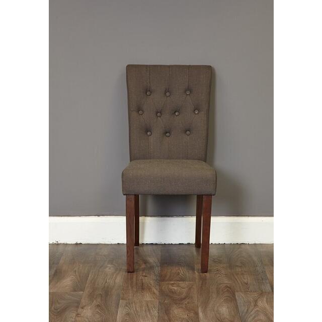 Slate Grey & Walnut Dark Wood Upholstered Dining Chairs - Pack of Two image 2