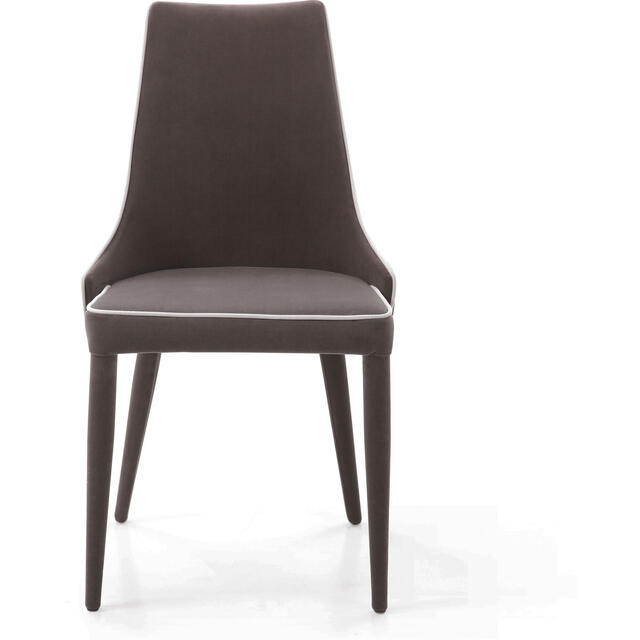 Saber Dark Grey Velvet Dining Chair with Light Grey Piping image 2