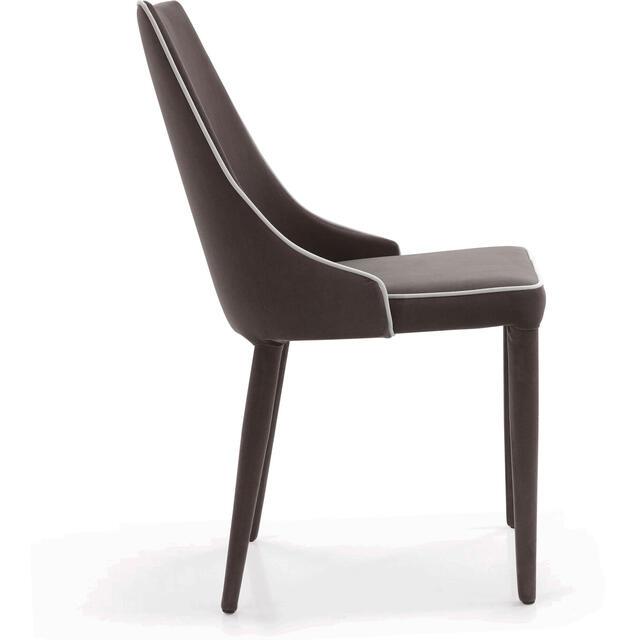 Saber Dark Grey Velvet Dining Chair with Light Grey Piping image 4