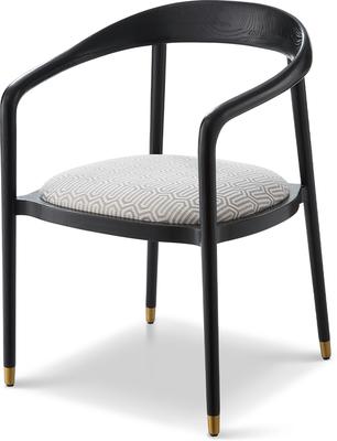 Fluid Black Ash Minimalist Dining Chair - Grey or Ivory Fabric image 13