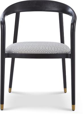 Fluid Black Ash Minimalist Dining Chair - Grey or Ivory Fabric image 14