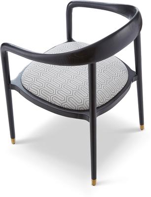 Fluid Black Ash Minimalist Dining Chair - Grey or Ivory Fabric image 15