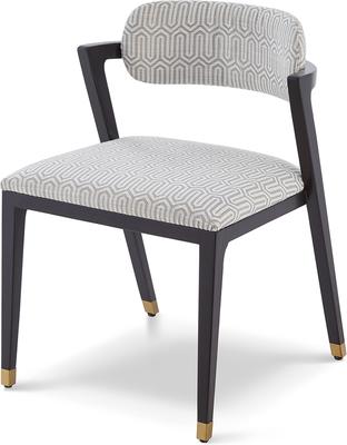 Greta Black Ash Angular Dining Chair - Grey or Ivory Fabric image 15