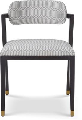 Greta Black Ash Angular Dining Chair - Grey or Ivory Fabric image 16