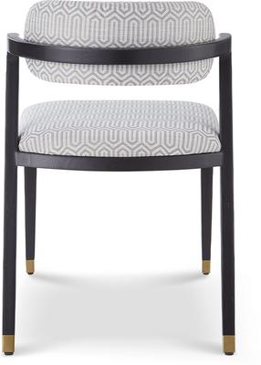 Greta Black Ash Angular Dining Chair - Grey or Ivory Fabric image 17