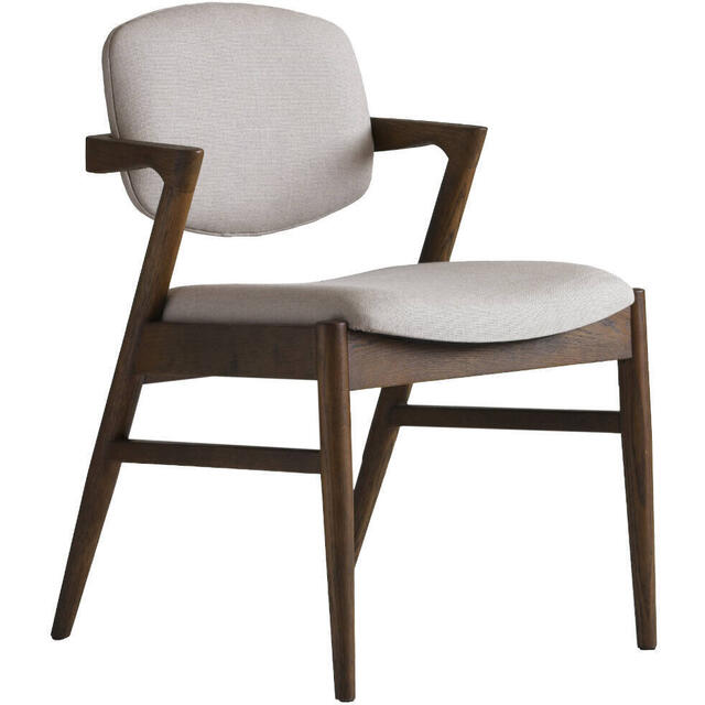 Magnus Iconic Zig Zag Dark Wood Dining chair in Cream Linen Fabric