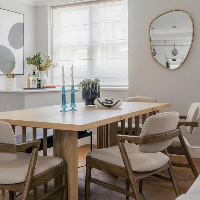 Magnus Iconic Zig Zag Dark Wood Dining chair in Cream Linen Fabric image 4