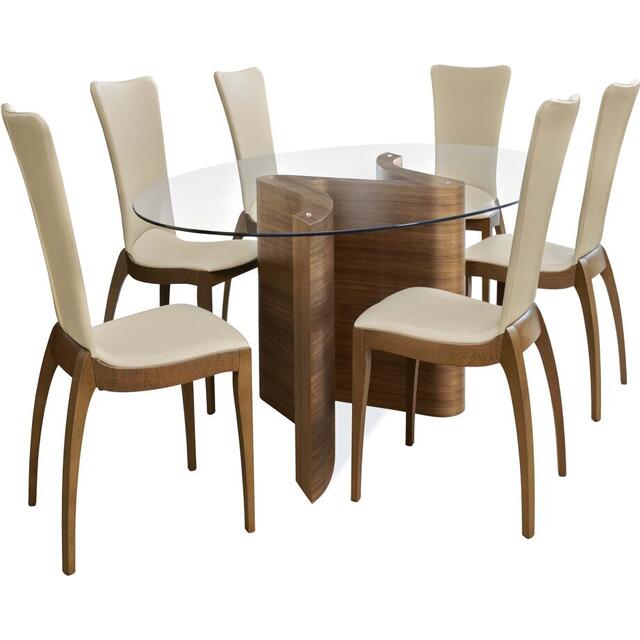 Tom Schneider Serpent Curved Wood Dining Table with Medium Oval Glass Top 200 x 120cm image 5