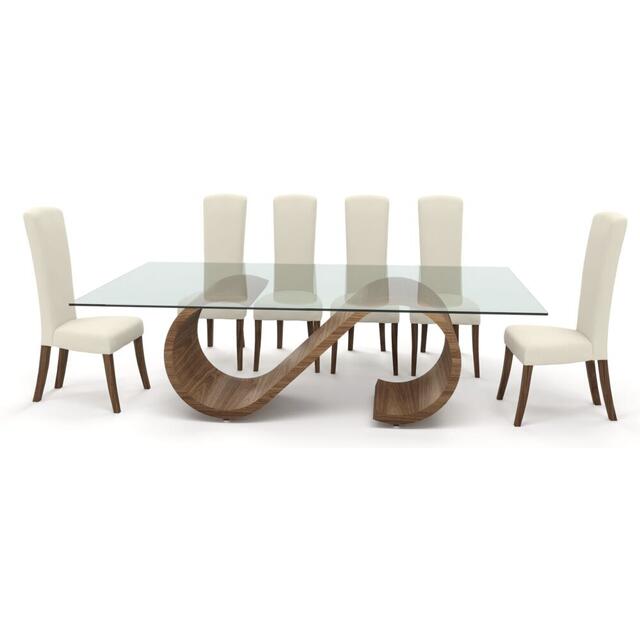 glass top wooden dining table set