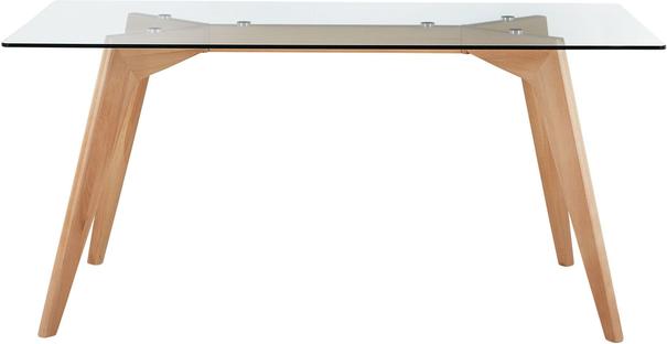 Hudson Modern Rectangular Beechwood Dining Table with Glass Top image 4