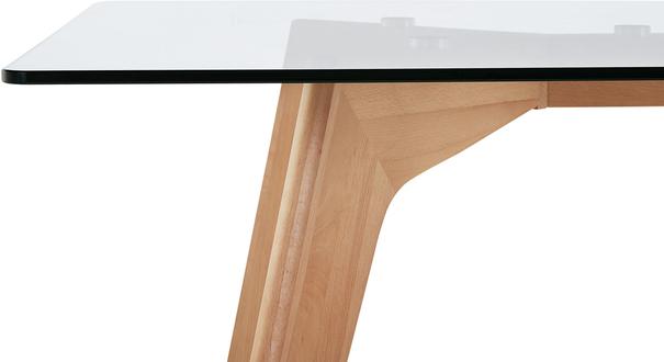 Hudson Modern Rectangular Beechwood Dining Table with Glass Top image 6