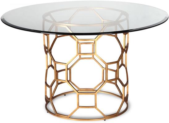 Central Round Glass Dining Table 120cm - Antique Bronze or Gold Base