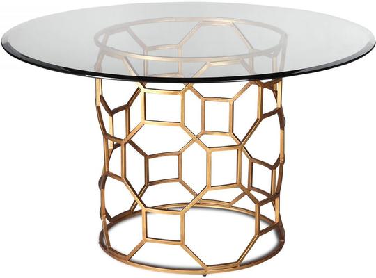 Central Round Glass Dining Table 120cm - Antique Bronze or Gold Base image 2