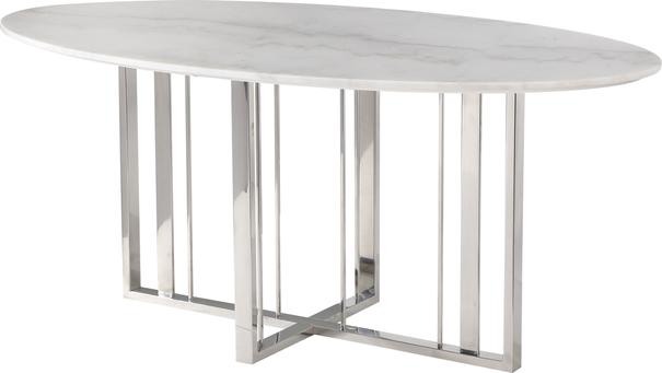 Fenty Oval Dining Table 180cm x 100cm - White Marble & Stainless Steel image 5