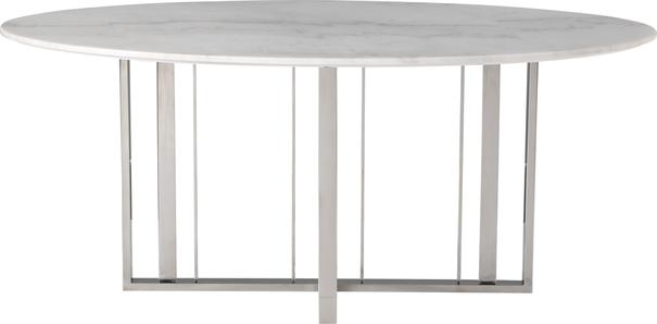 Fenty Oval Dining Table 180cm x 100cm - White Marble & Stainless Steel image 6
