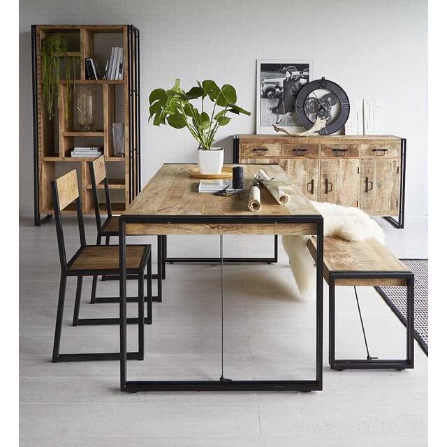Cosmo Industrial Metal & Mango Wood Dining Table 150 x 90cm image 2