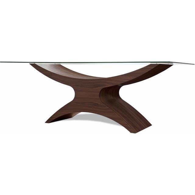 Tom Schneider Atlas Curved Wooden Dining Table with Extra Small Rectangular Glass Top 160 x 90cm image 2