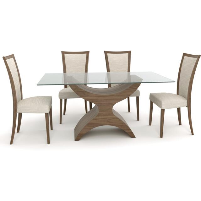 Tom Schneider Atlas Curved Wooden Dining Table with Extra Small Rectangular Glass Top 160 x 90cm