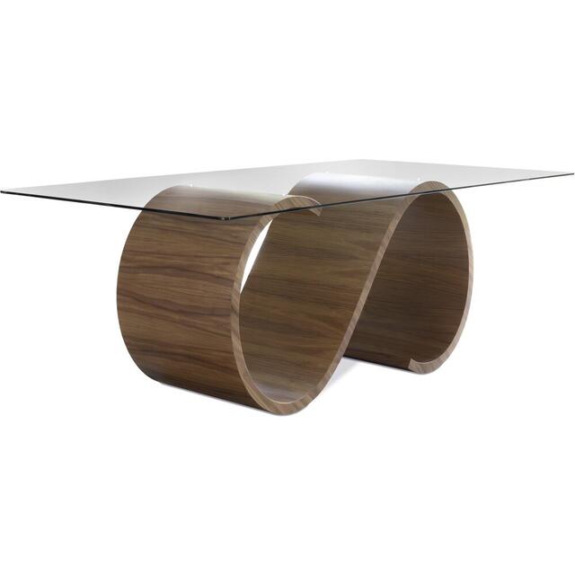 Tom Schneider Swirl Curved Wood Dining Table with Small Rectangular Glass Top 160 x 100cm