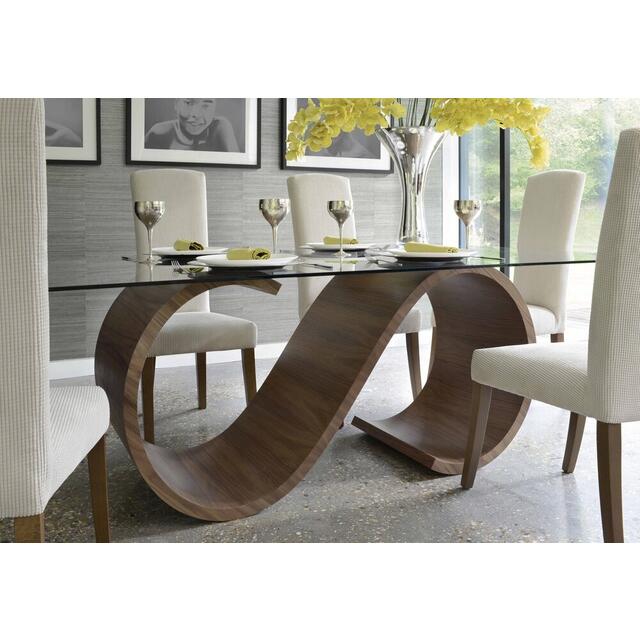 Tom Schneider Swirl Curved Wood Dining Table with Small Oval Glass Top 160 x 120cm image 5